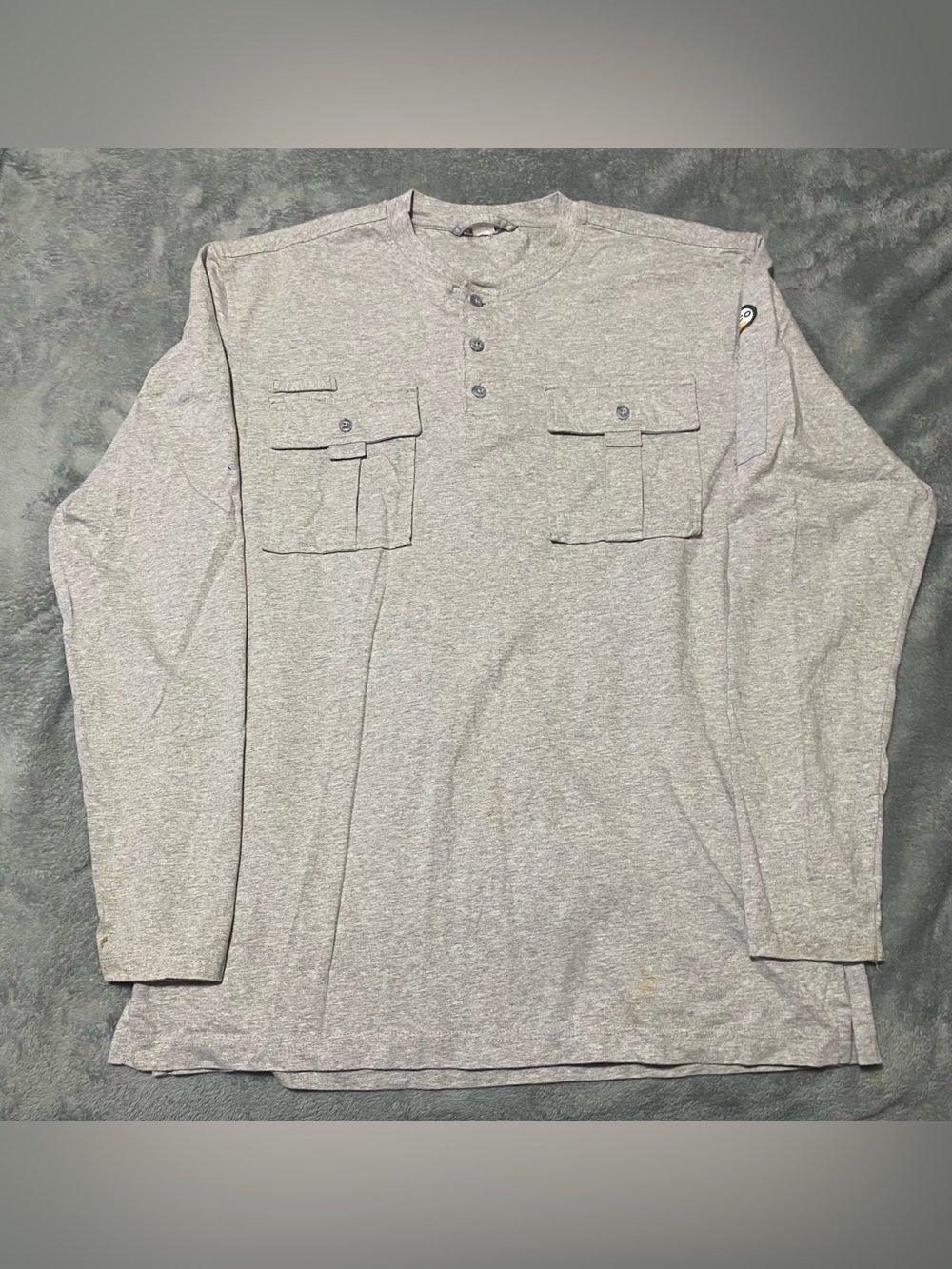 Rasco FR Men's Long-Sleeve Henley Utility Shirt - Light Gray